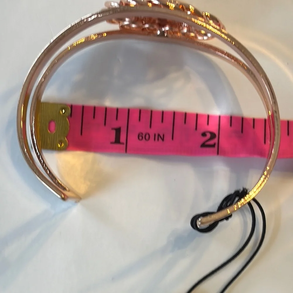 Lane Bryant Rose Gold and Cream Asymmetrical Filigree Cuff Bracelet